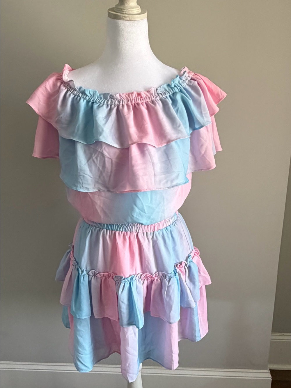 Buddy Love Pastel Pink and Blue Ruffle Tiered Dress